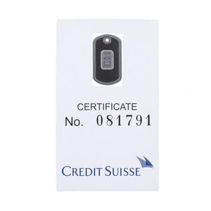 Dog tag stainless steel/black with Credit Suisse 1.0 gm platinum ingot - NBI Enterprise