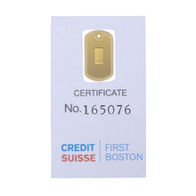 Dog tag gold tone with Credit Suisse 1.0 gm gold ingot - NBI Enterprise